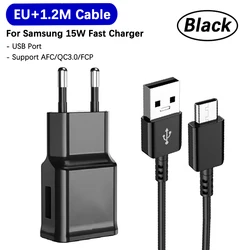 Samsung 15W Super Fast Charger EU/US Travel Power Adapter - Black - EU With Cable