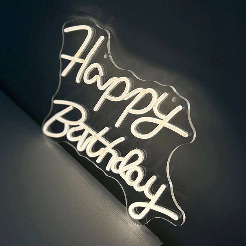 1pcs Happy Birthday Neon Light 5V IP42 Protection Level Neon Sign Home Hanging Decor For Birthday Party Decor