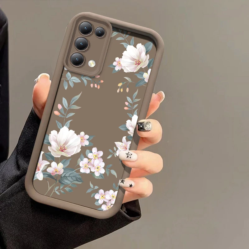 Retro Shattered Flowers Silicone Soft Shockproof Phone Case