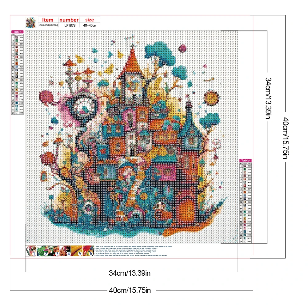 5D DIY Full Round Drill Diamond Painting Colorful House Abstract Series Decor
