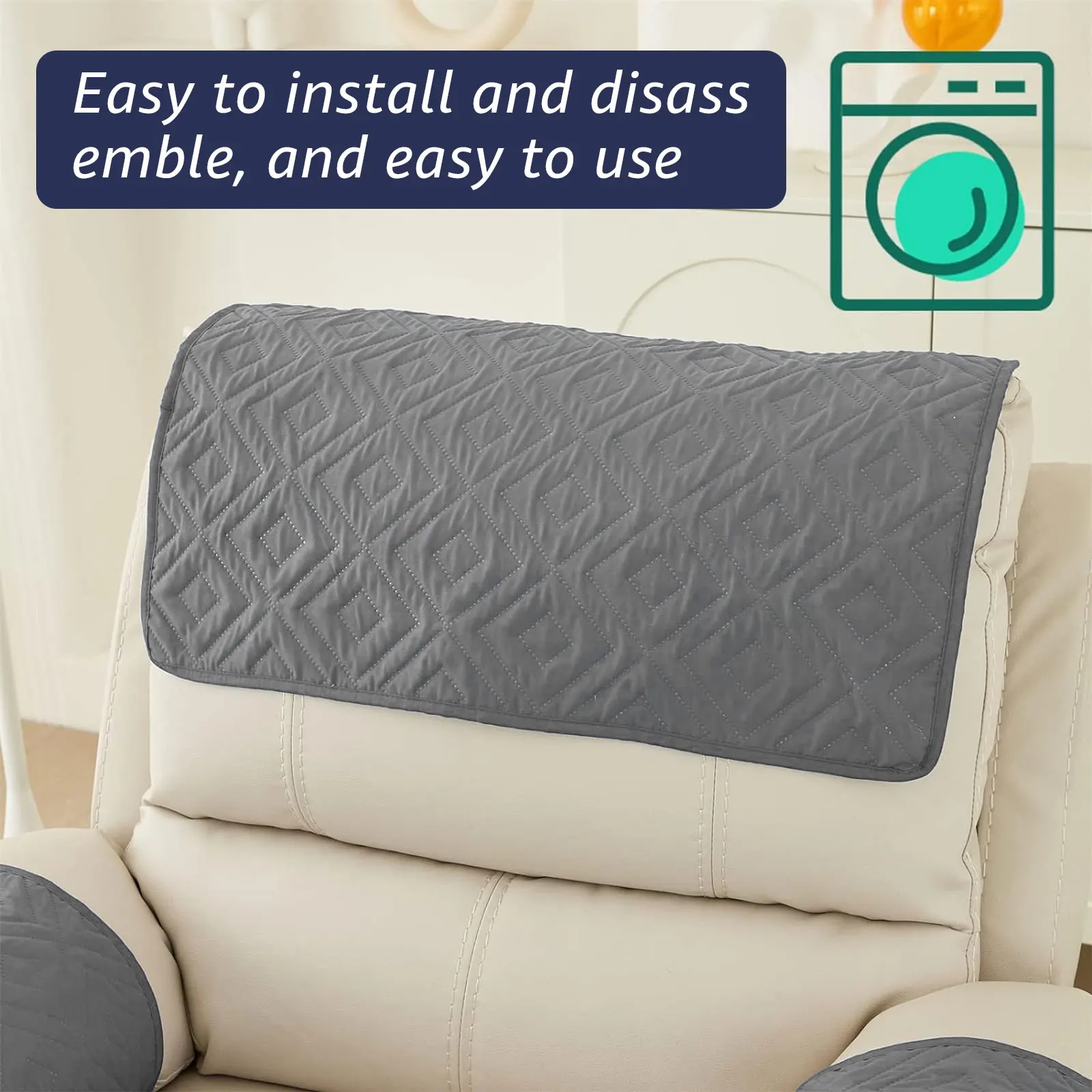 3Pcs Recliner Headrest Protector Polyester Waterproof Sofa Headrest Cover Anti Cat Scratching Mat Furniture Protector for Home 2