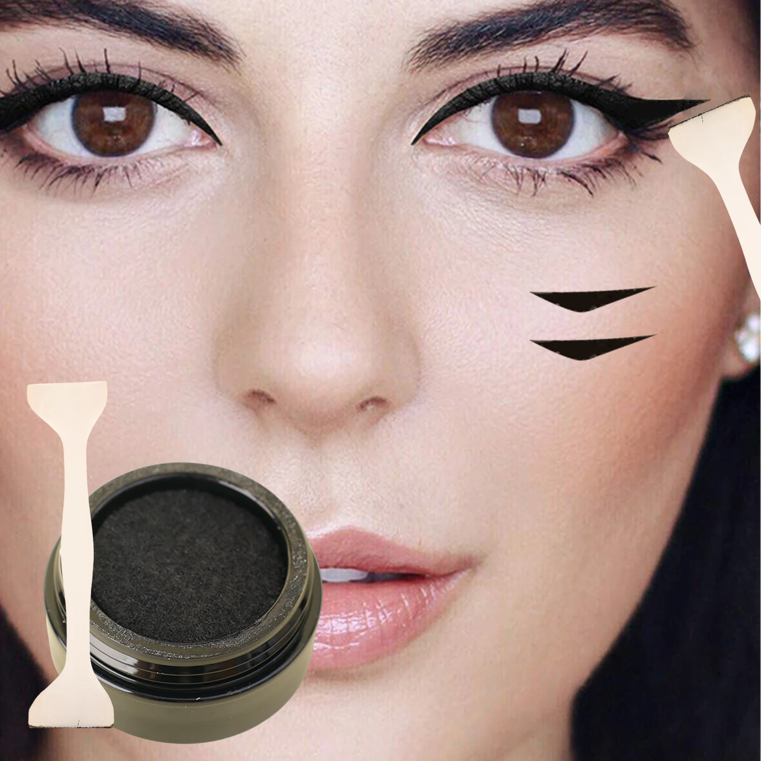 Eyeliner Stamps Black Brown Eyeliner Stamp DIY Eye Liner Extension Stamps Eyelash Seal Waterproof Long Lasting Fast Dry Eyes Makeup Eye Template