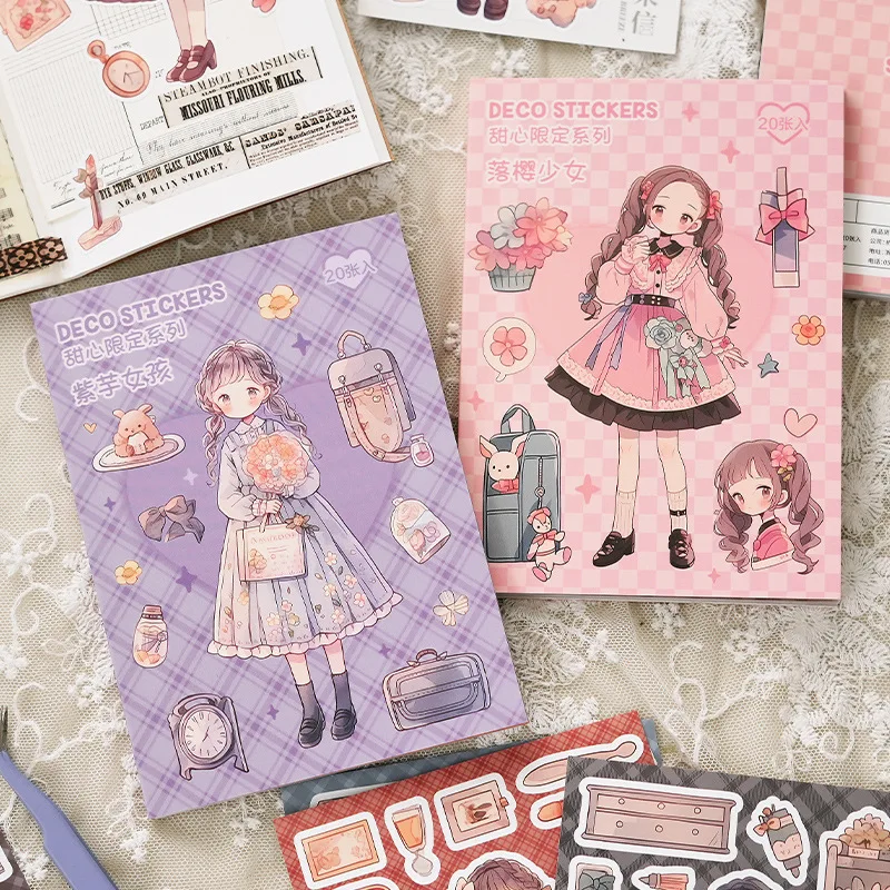 RertoCartoonGirlStickerCollectionBookVintageEuropeanTyleLolita