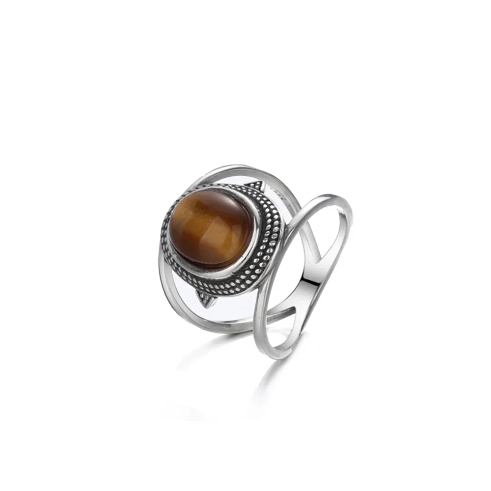 8*10MM Tiger's Eye Stone Rhodochrosite Rings 925 Sterling Silver Ring For Men Women Gemstone Jewelry Gift silver rings silver ring gemstone ring