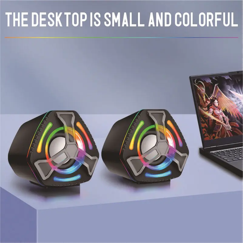 소형 RGB 라이트 컴퓨터 스피커 서라운드 사운드 바 컴퓨터 스피커 휴대용 USB 스피커 TV 사운드 바 서브 우퍼 스테레오 뮤직 박스