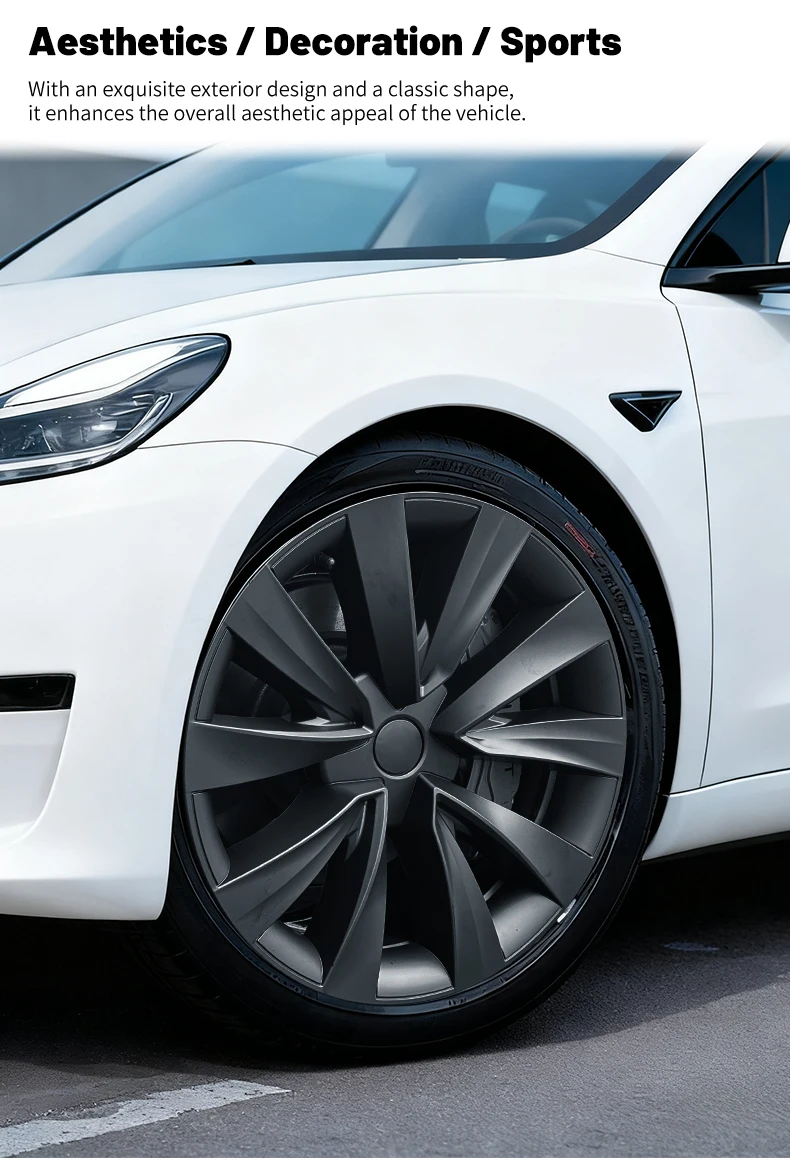4 Stück für Tesla Model 3 (2017-2023) 18 Zoll Turbinen-Radkappen, Radnabenabdeckungen, Ersatz-Radkappen, Vollfelgenabdeckungen, Zubehör – Detail 5