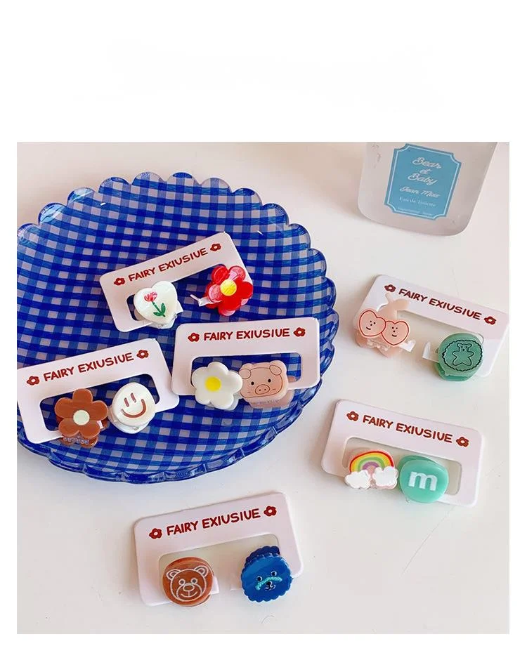 2 accessoires pour cheveux couleur bonbon mignon mini pinces à cheveux dessin animé ours frange pince cheveux restes pince accessoires pour étudiants_voghion.com