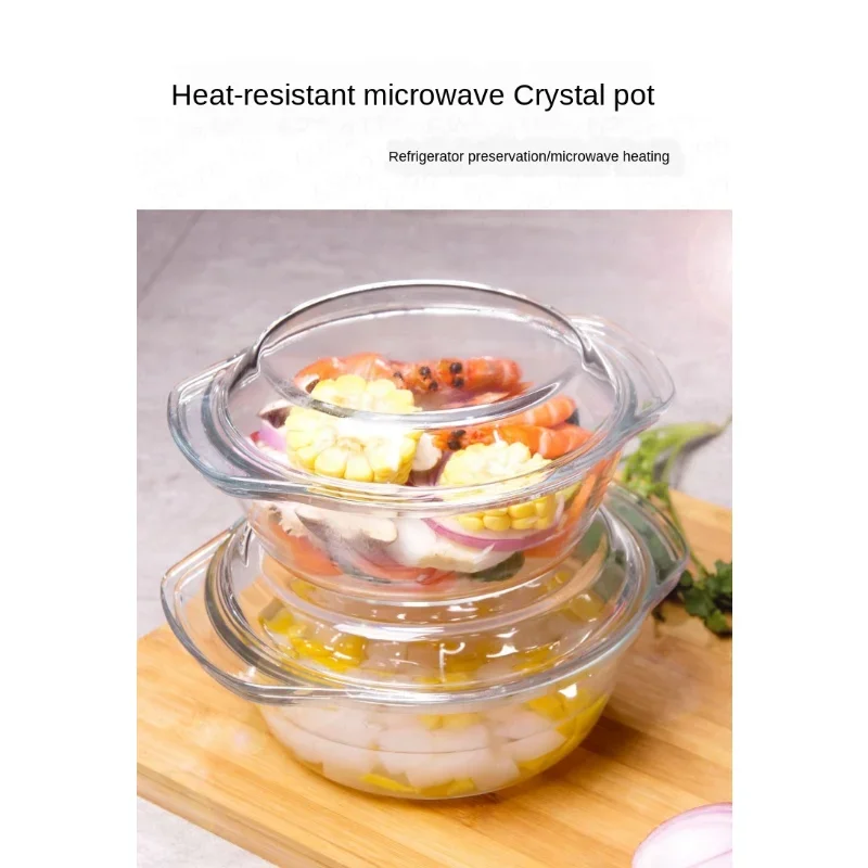 Cold-resistant and heat-resistant transparent glass pot with lid environmental-friendly lead-free and high-temperature resistant