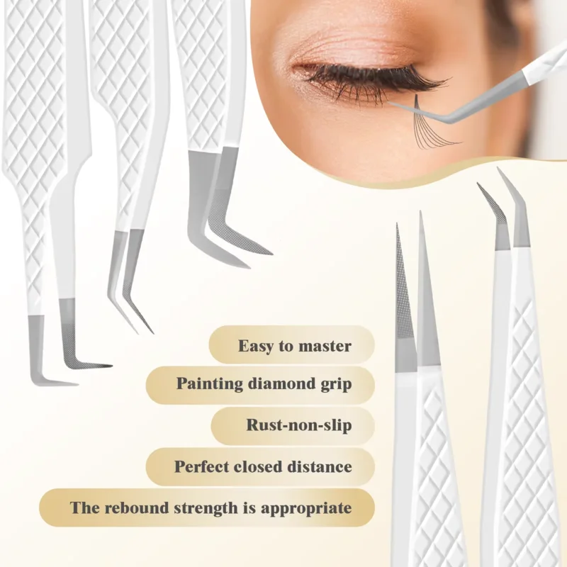 SENSE LASHES Anti-slip Eyelash Extension Tweezers Stainless Steel Fiber Tip pinzas extensiones de pestañas Makeup Tools 5