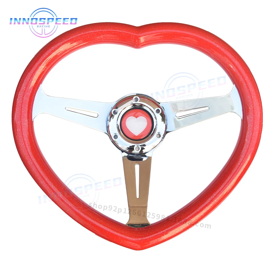 【中古】 痩心 JDM Heart Shape Purple Car Steering Wheel 14inch Deep Corn Racing