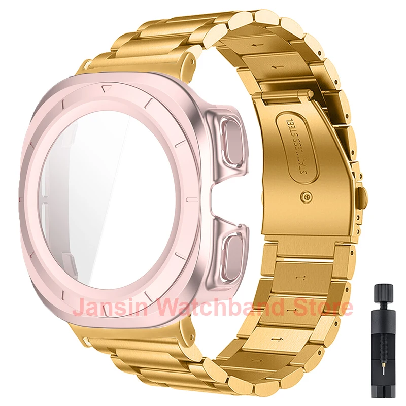 Premium Glass Case with Metal Strap - Stainless Steel Watch Band