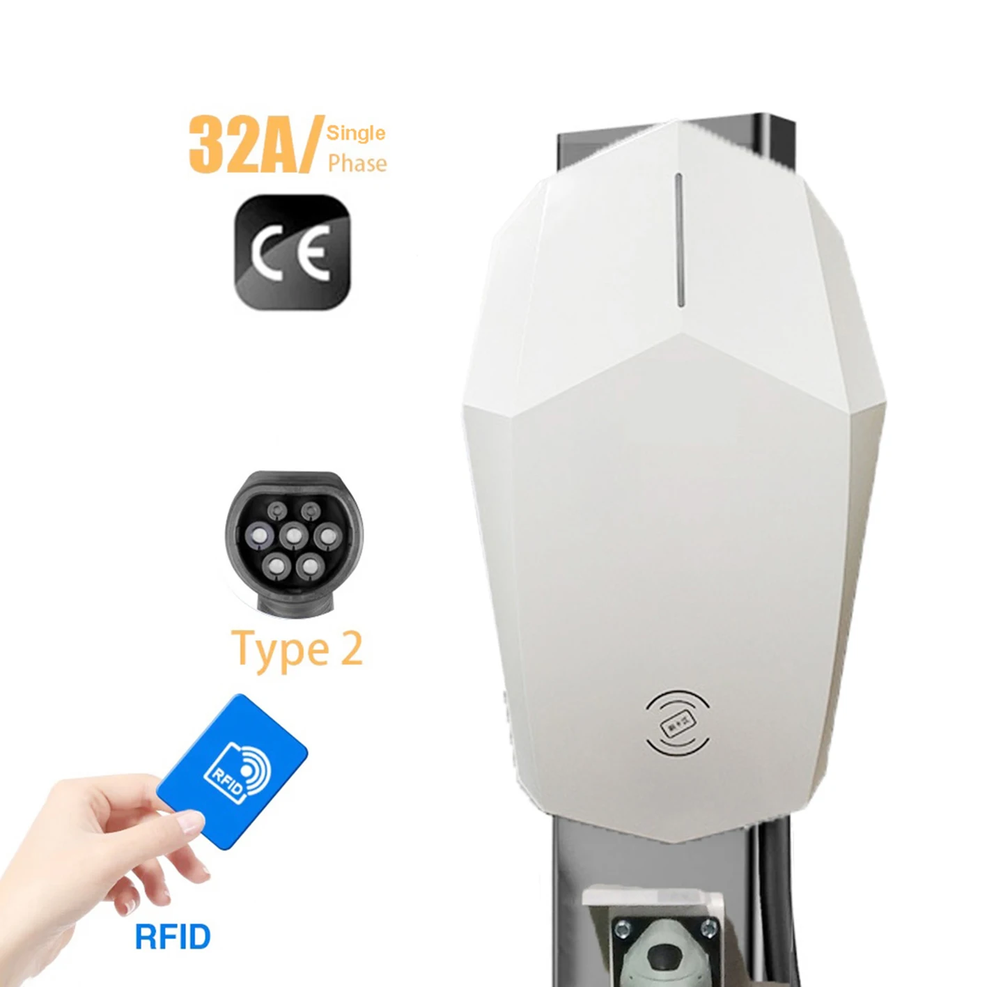 Ev Public Home Ev Stazione Di Ricarica 32A Iec 62196 Type2 7Kw Home Wallbox Ac Ev Charger