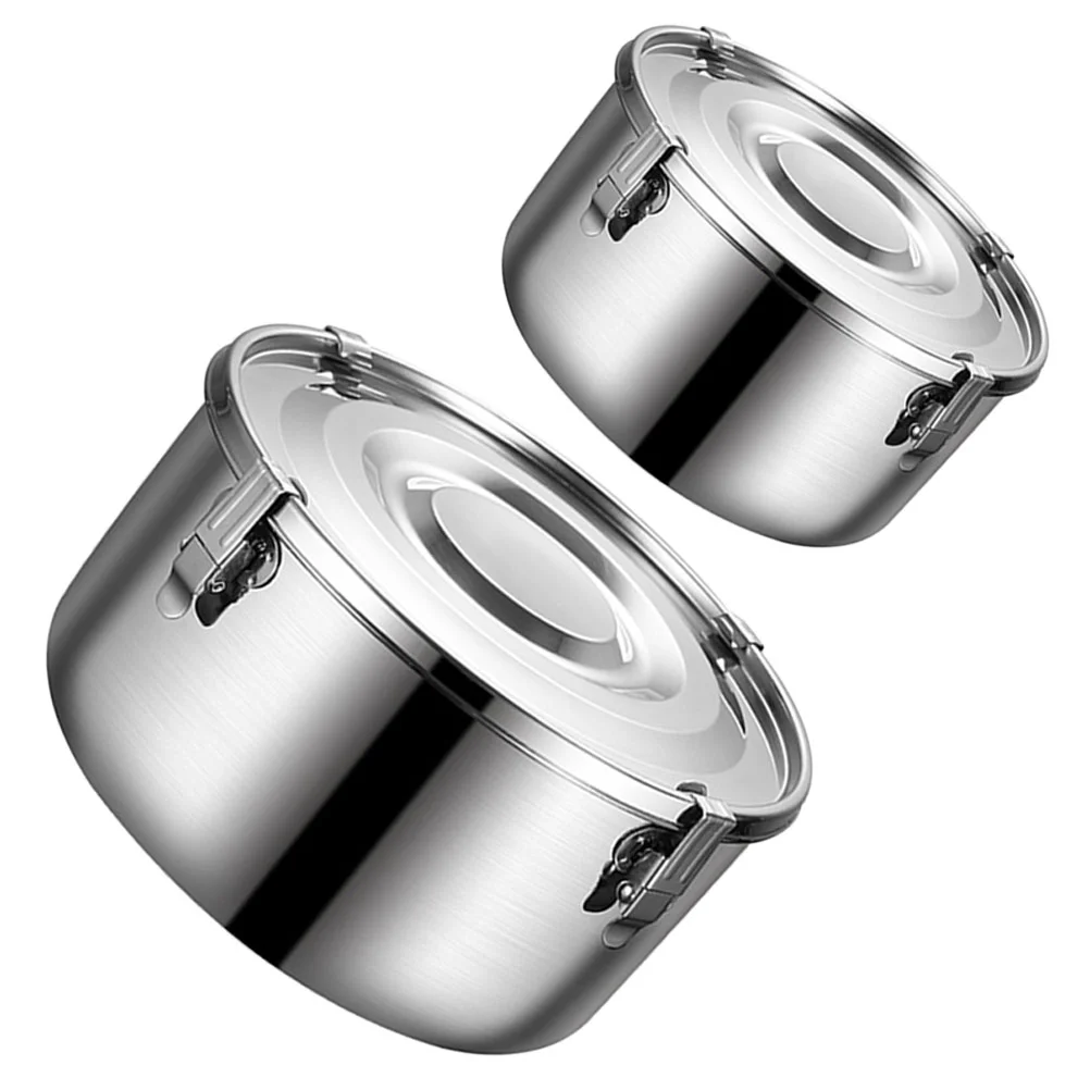 

2 Pcs Stainless Steel Lunch Box Lunchbox Camping Supplies Picnic Stuff Leakproof Cutlery Supply Utensils Dishes