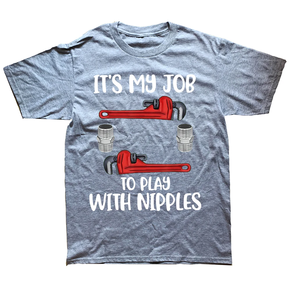 T-Shirt mit Aufdruck „It's My Job To Play with Plumber“ – Lustiges Humor-T-Shirt mit Klempner- und Handwerker-Witzen – Lässige Sommer-T-Shirts aus Baumwolle_voghion.com