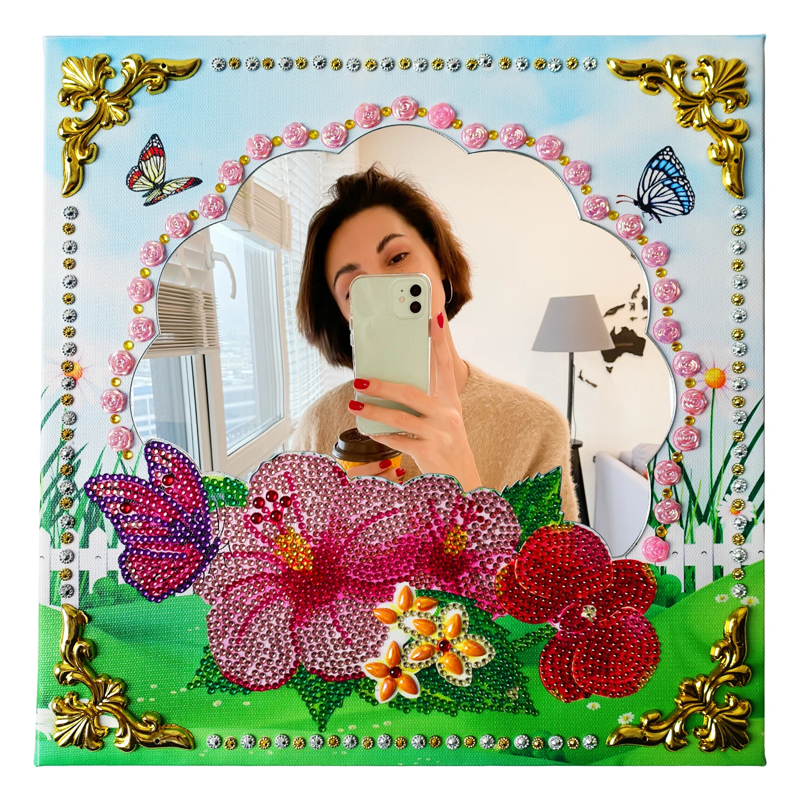 

Diamond Painting Mirror DIY Makeup Mirror Diamond Embroidery Rhinestone Mosaic Craft Wall Hanging Ladies Birthday Gift