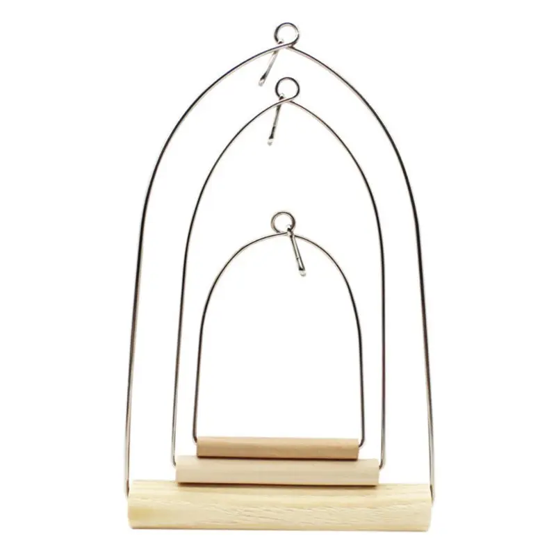 

Natural Wooden Pet Birds U-shaped Perch Parrots Hanging Swing Cage Stand Climbing Holder Pendant for Parakeet