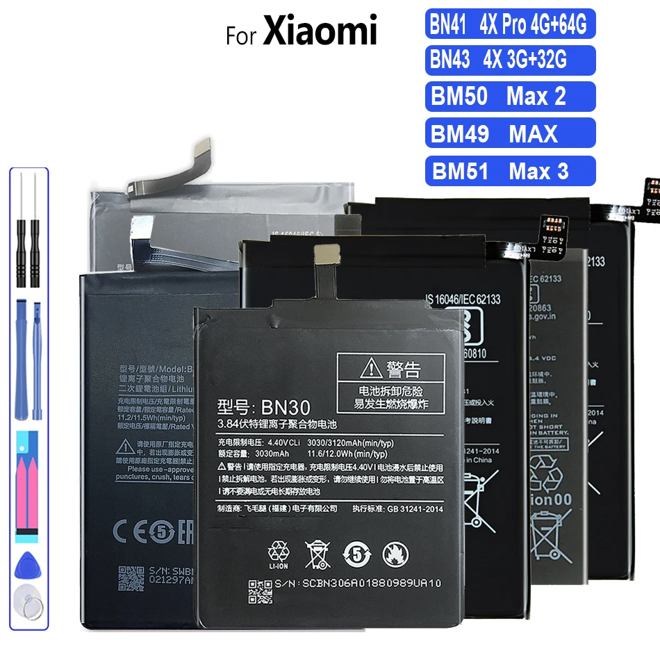 Per Xiao Mi Bm49 Bm50 Bm51 Bn43 Bn41 Batteria Per Xiaomi Mi Max Max 2 Max 3 Per Redmi Note 4X/Note 4 Batterie Di Ricambio Note4