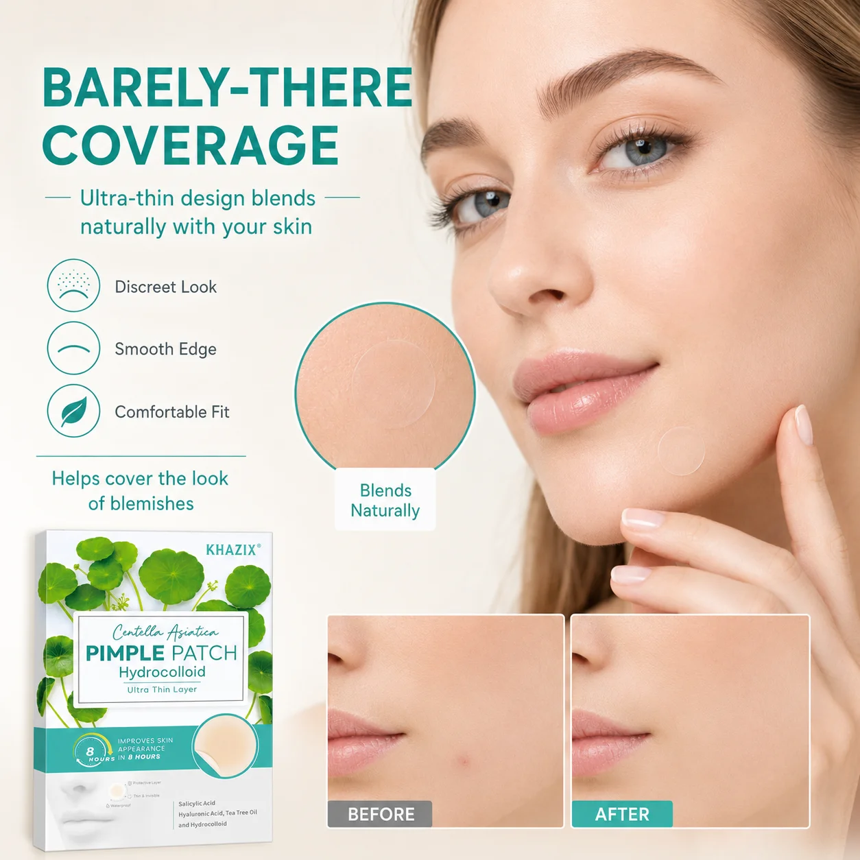 Centella Asiatica Hydrocolloid Blemish Care Patches, 12/24 pcs.