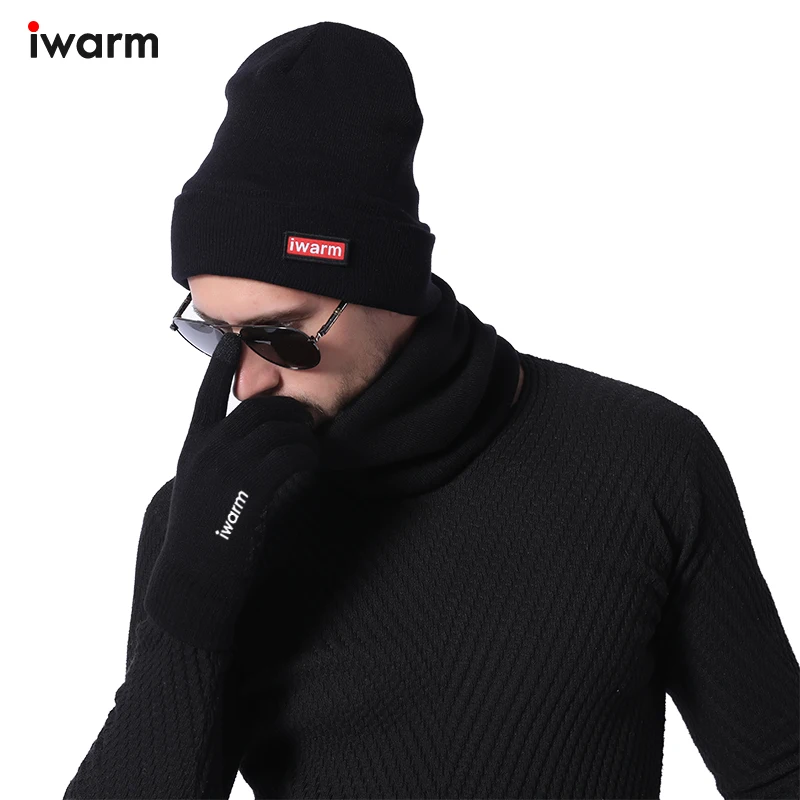 iwarm A three piece set of hats, scarves, and gloves for both men and women in winter. The plush thick style is very warm