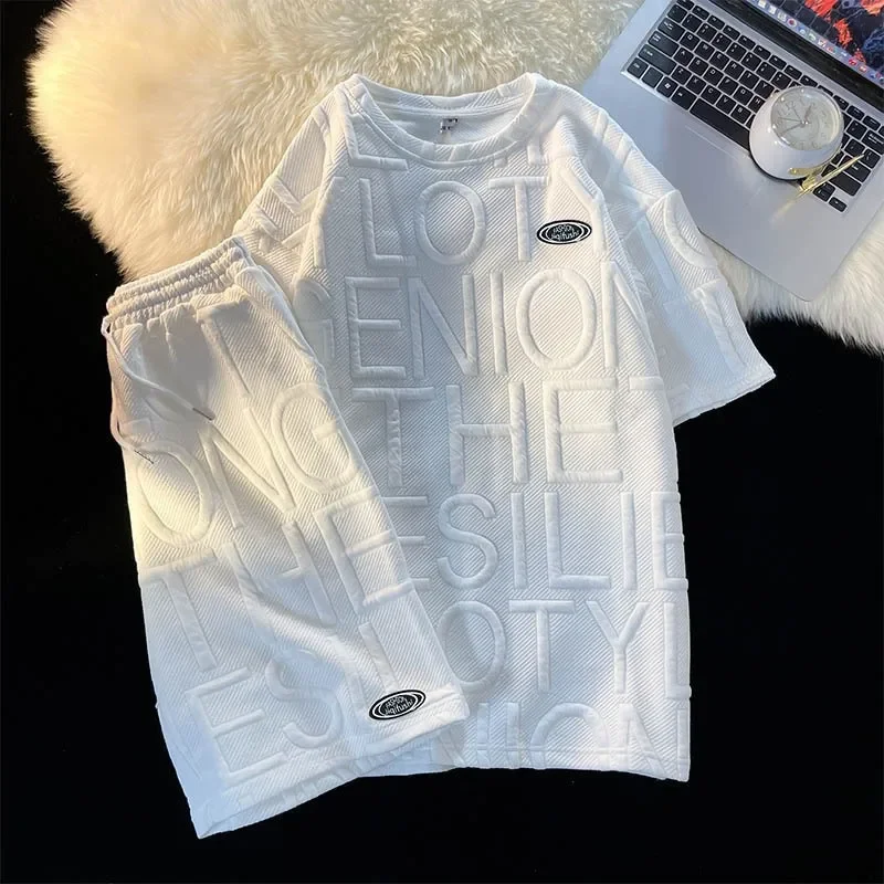 Trendy Casual Suit Men's Five-piece Set Summer Simple Style Loose Fitting Long Sleeve Business Attire