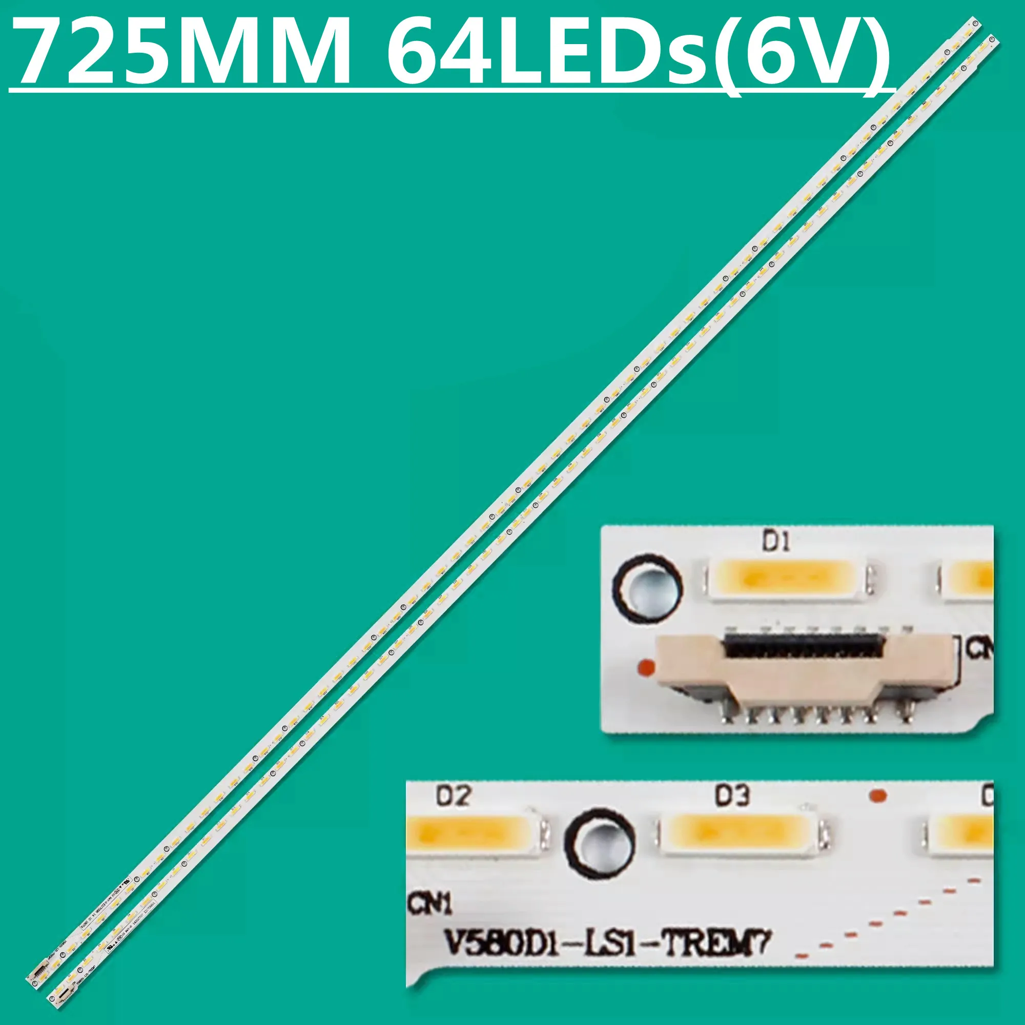 

2pcs LED Strip 64 Lamp V580D1-LS1-TREM7/TLEM7 For 58"TV V580DK2-KS LCD-58S3A LCD-58U3A LED58E1UA LCD-58DS80A 58PUS6809/12
