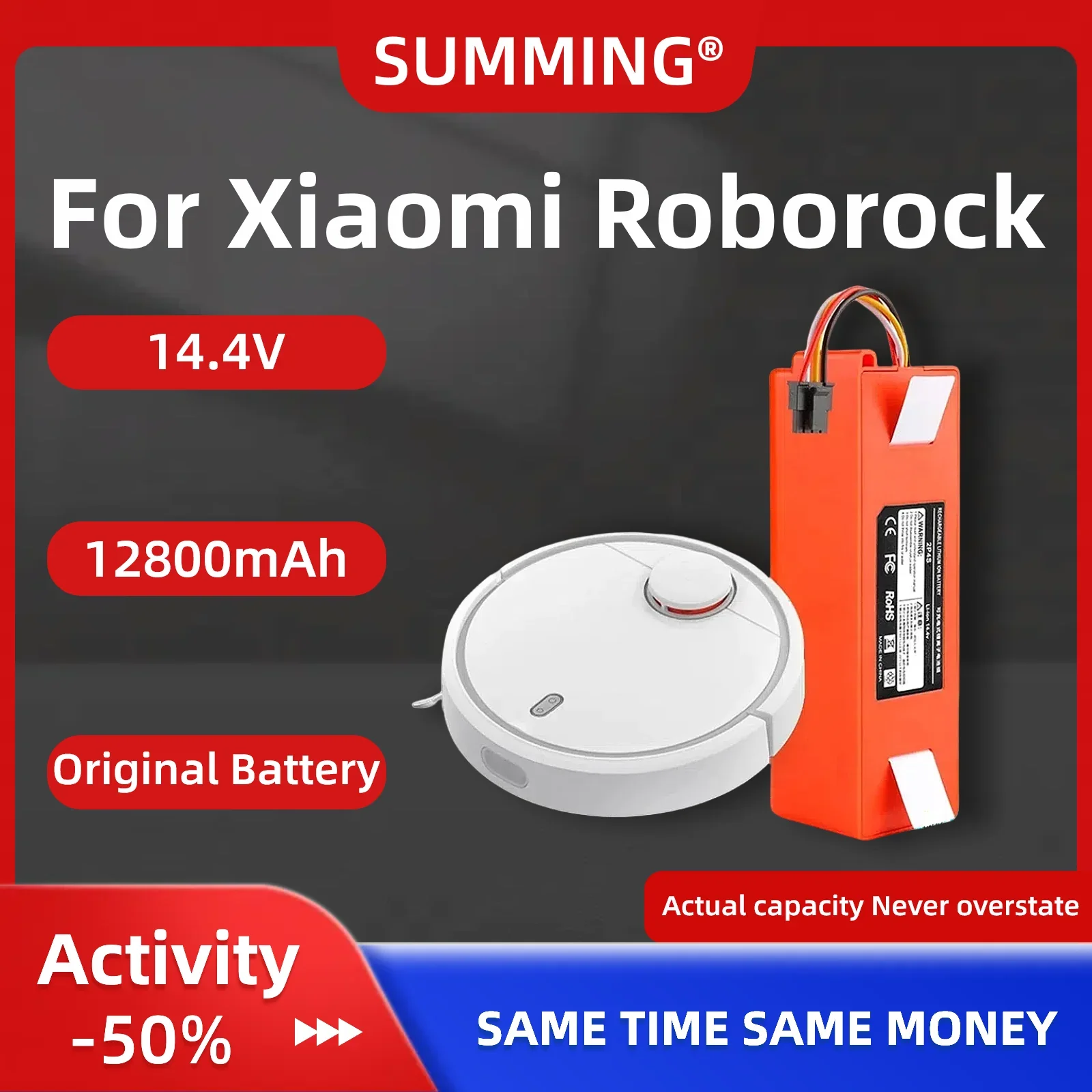 

New 14.4v roborock s50 battery brr 2p4s 5200d original battery for Xiaomi Robot Roborock S50 S51 S55 T60 Accessory Spare
