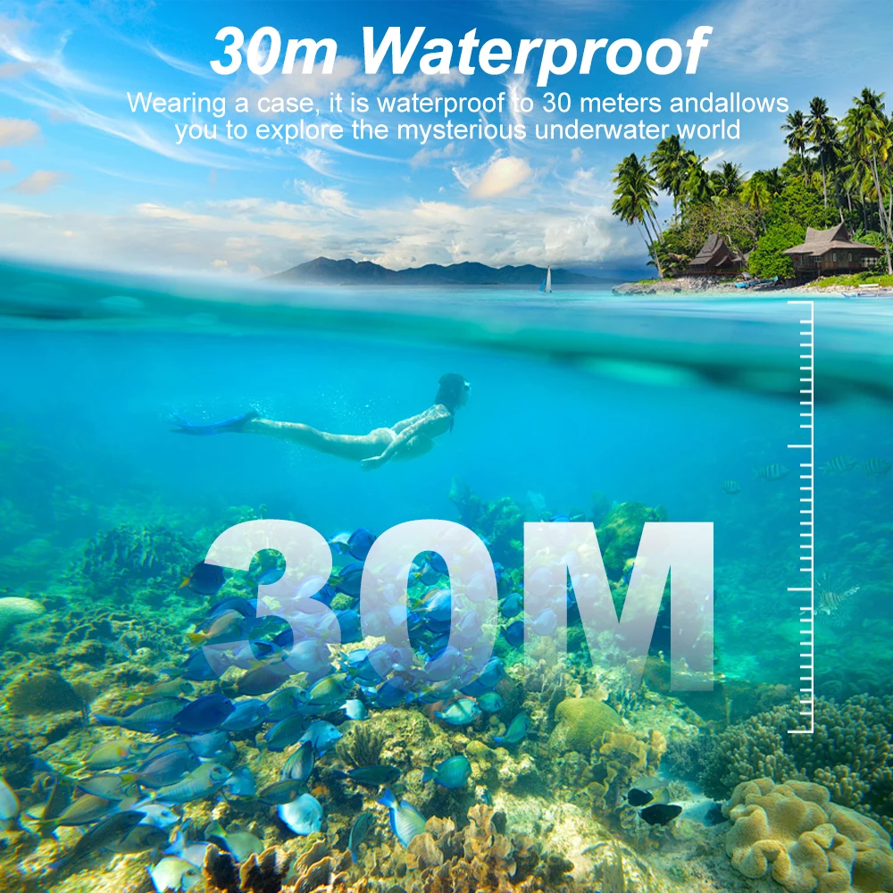 Ourlife 4K60FPS Action Camera 2.0 Touch IPS Screen 24MP Wi-Fi 170D EIS 30M Waterproof Helmet Webcam 4X Zoom Optional 6 Filters