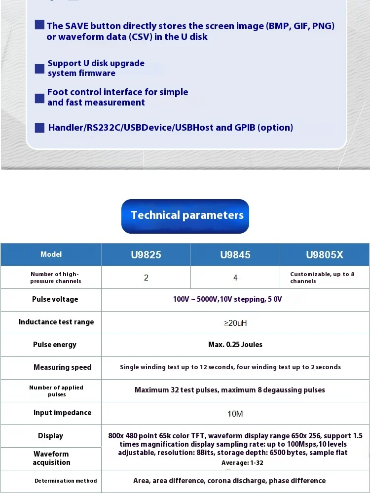 U9845 7" TFT Display 4 Channels Impulse Winding Turns Tester Single/Three Phase