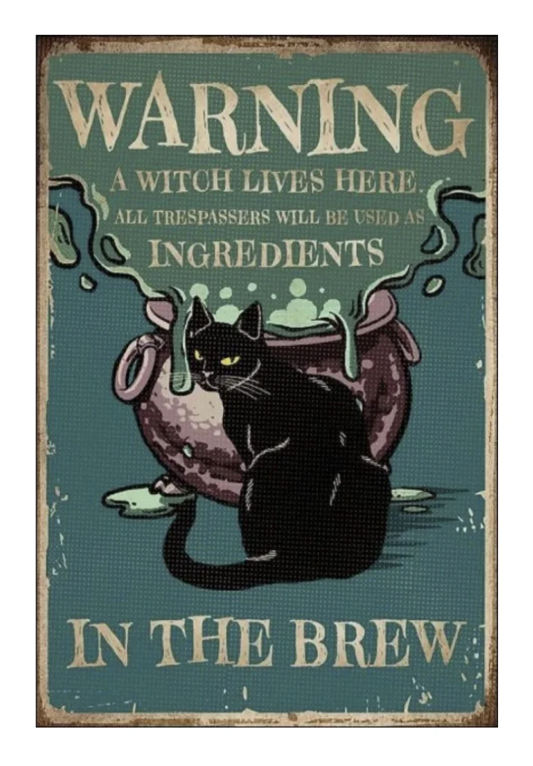 

Halloween Decor Funny Cat Vintage Metal Sign Retro Tin Sign Art Home Decoration for Living Room Pet Shop Wall Decor 20x30CM