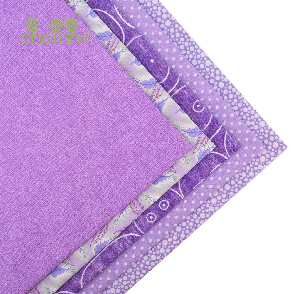 Chainho,Printed Plain Weave Cotton Fabric,Handmade DIY Quilting Sewing Material,Patchwork Cloth,Purple Series,20x25cm,15CD62
