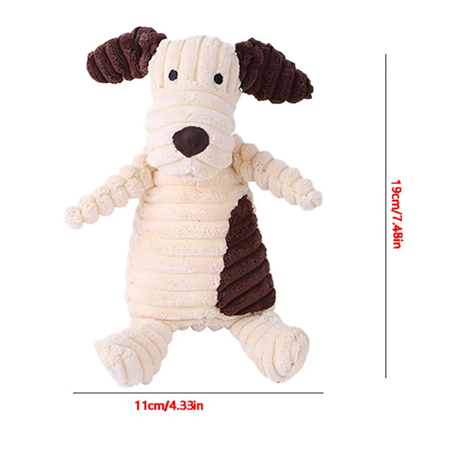 1pcs White Dog Plush Bite Toy Pet Dog Teeth Grinding Toy Corduroy Sound Making Pet