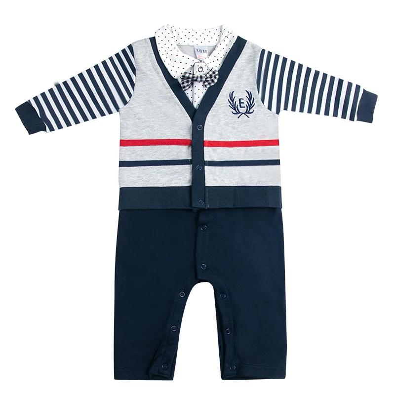 bow tie gentleman style long sleeve cotton Baby fashion clothes for autumn/spring baby boys rompers