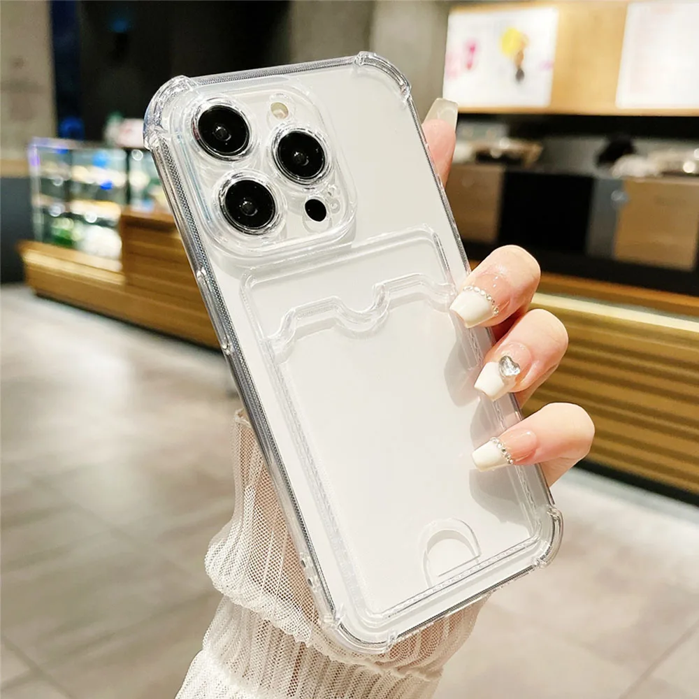 Transparent Anti-Fall Wallet Phone Case with Four-Corner Protection