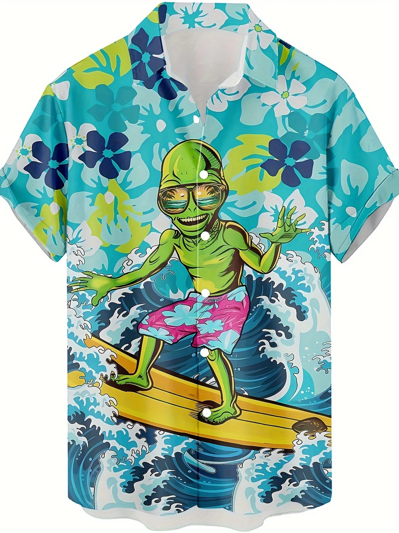 

Мужская модная рубашка в гавайском стиле, новая рубашка с животным принтом, с коротким рукавом, пуговицами и лацканами, идеально подходит для летнего отдыха