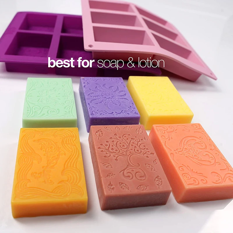 Description Picture 5 of item6 Cavity Silicone Soap Molds Square Rectangle Shape Handmade Soap Mold Portable Unique Soap Making Tools