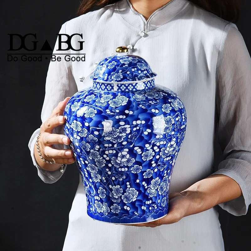 Urna Funeraria In Ceramica Blu Per Ceneri Adulti, 12,5 X 11,8 Cm - Decorazione Per Columbario O Casa, Con Coperchio A Pulsante E Decalcomanie Eleganti