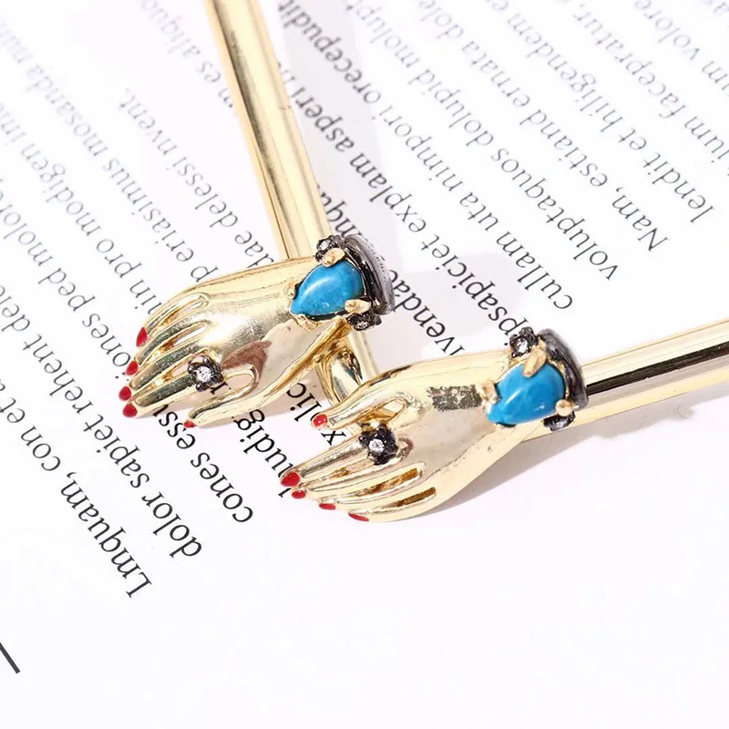 European And American Creative Fashion Hand Shape Simple Exaggerated Earrings Female 4