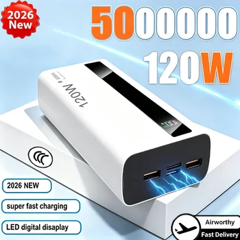 Powerbank ad alta capacità da 200000mAh, ricarica super rapida da 120W, batteria esterna portatile per iPhone, Huawei, Oppo, Samsung