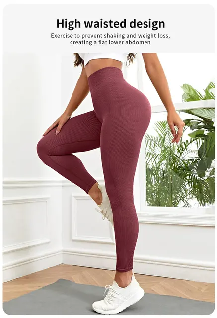 Shein Red Sports Tights Women Yoga Pants High Waisted Sport Gym