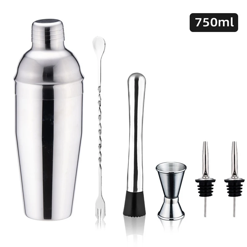 

Stainless Steel Cocktail Shaker sets Mixer Strainer Ice Tongs Bar Barware Tools wine Shaker Tools with Storage Rack