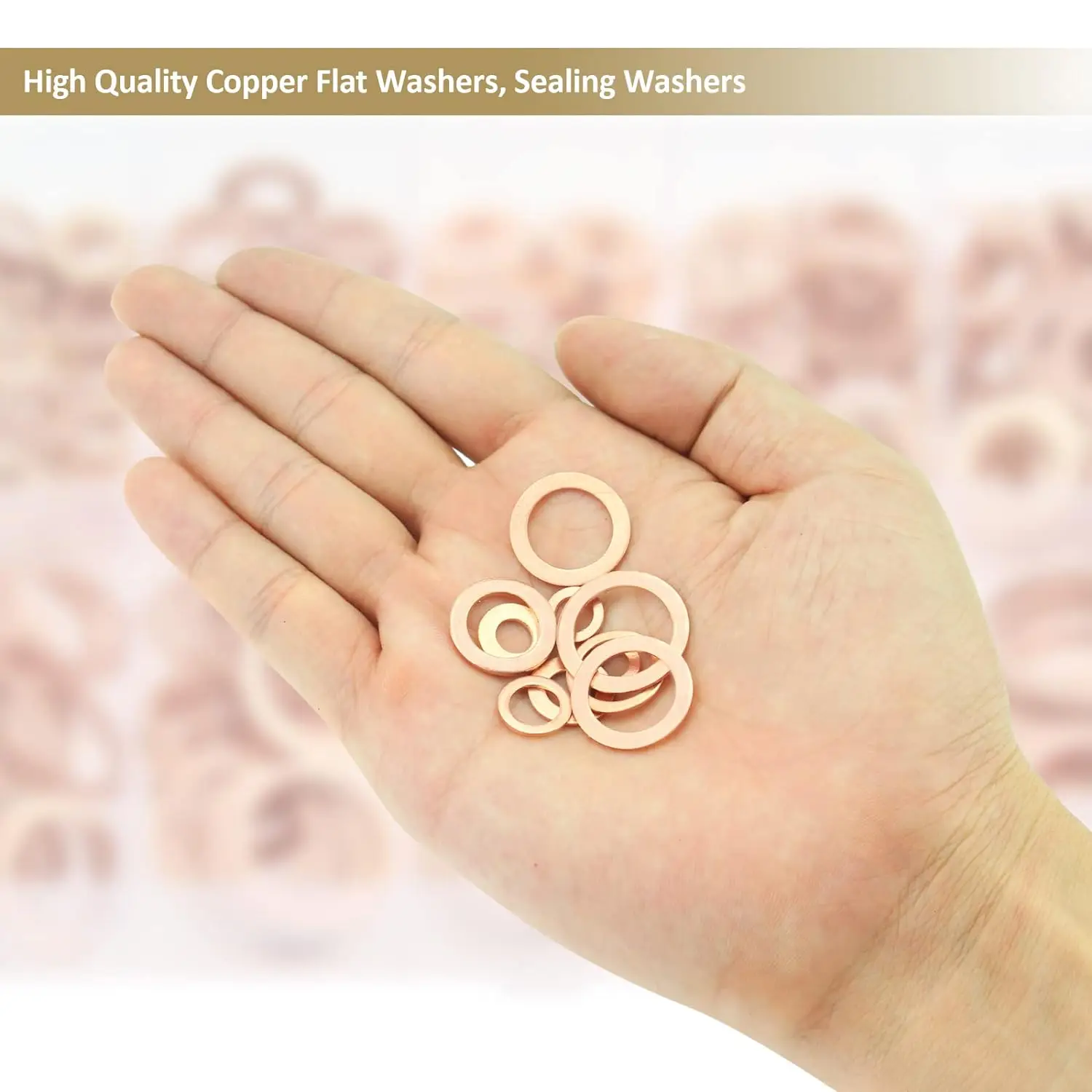Copper washer set 50/100/120 Pcs m4 m5 m6 m8 m10 m12 m14 for sump plugs