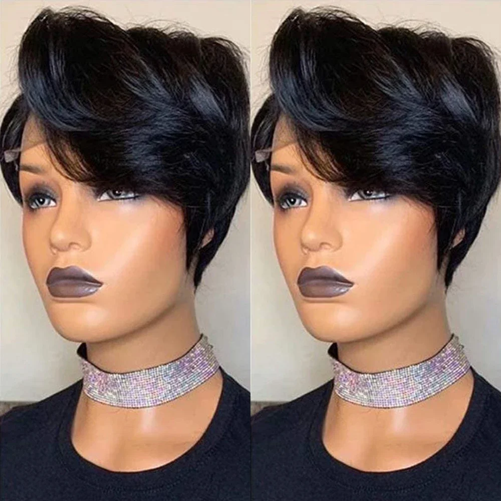 13x4 Short Pixie Cut Lace Front Wig Human hair Straight Lace Frontal Salon Sassy Style Short Wigs for Women Preplucked