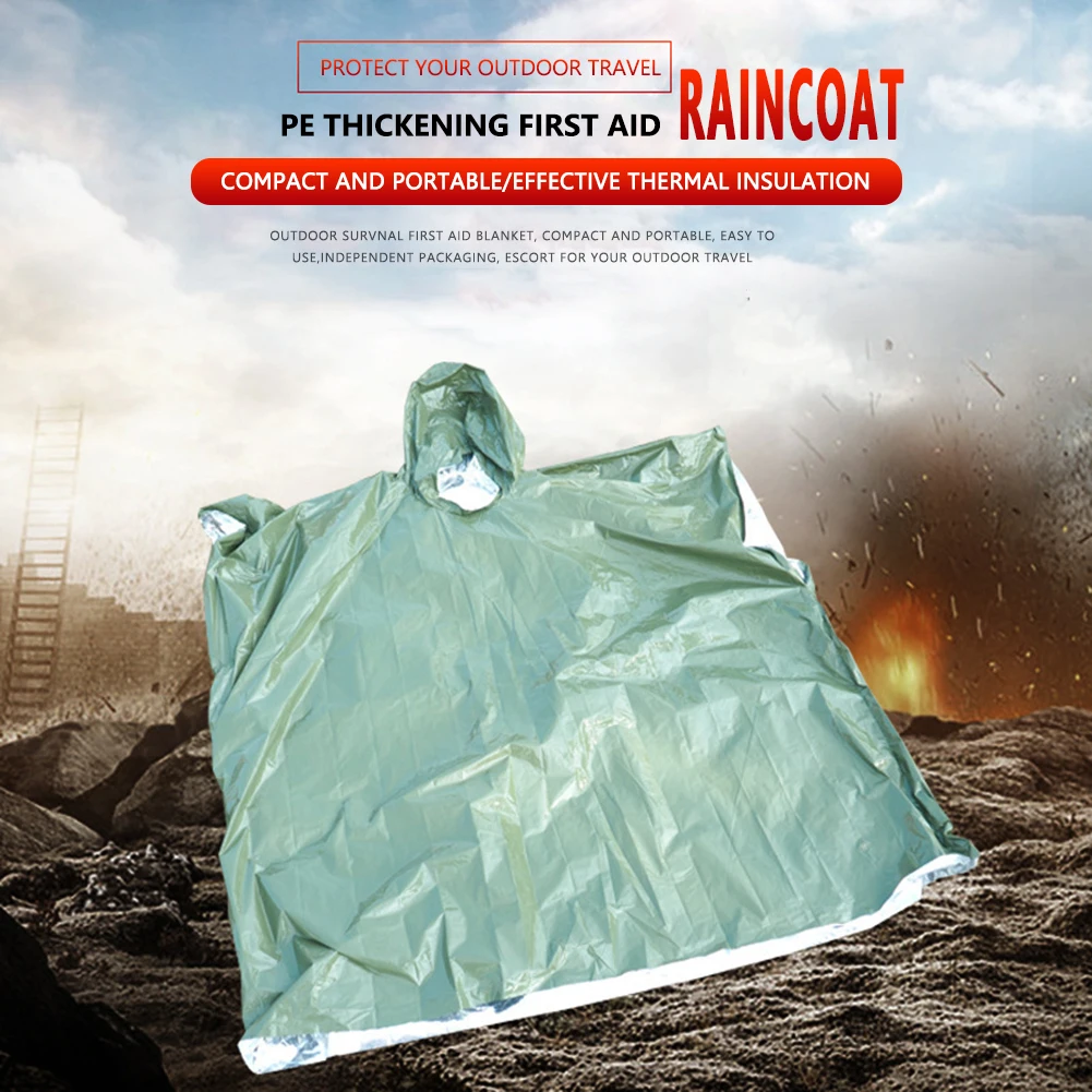 YUHOHO 4 Piezas Poncho Emergencia Y Forro Manta Mylar,Película De Aluminio Manta Termica