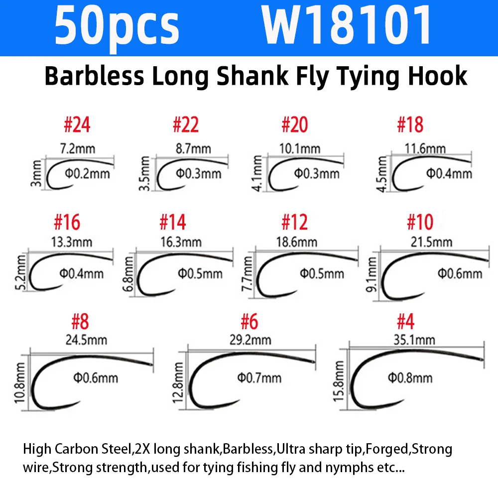 Wifreo 50 Pezzi # 1- # 24 Gancio Per Legare Mosche In Acciaio Ad - Foto 5