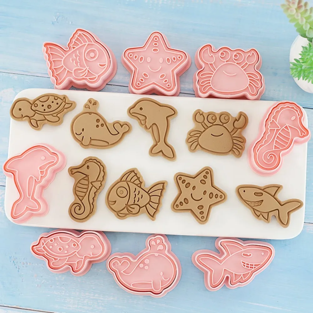 8 Teile/satz Ausstechformen Kunststoff 3D Nette Cartoon Pressbare Keks Form Embosser Cookie Stempel Weihnachten Küche Backen Gebäck – Detail 1