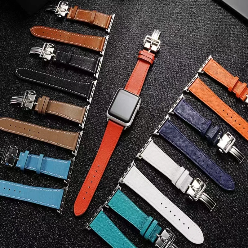 Genuine Leather Strap For Apple Watch Band 45mm 44mm 42mm 41mm 40mm 49mm Bracelet Wristband For iWatch Ultra 9 8 7 6 5 4 SE Belt