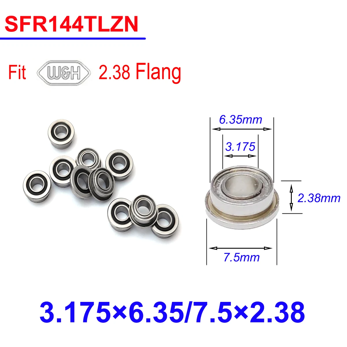 SR144TIZWN8 3.175x6.35x2.78mm ハンドピースベアリング