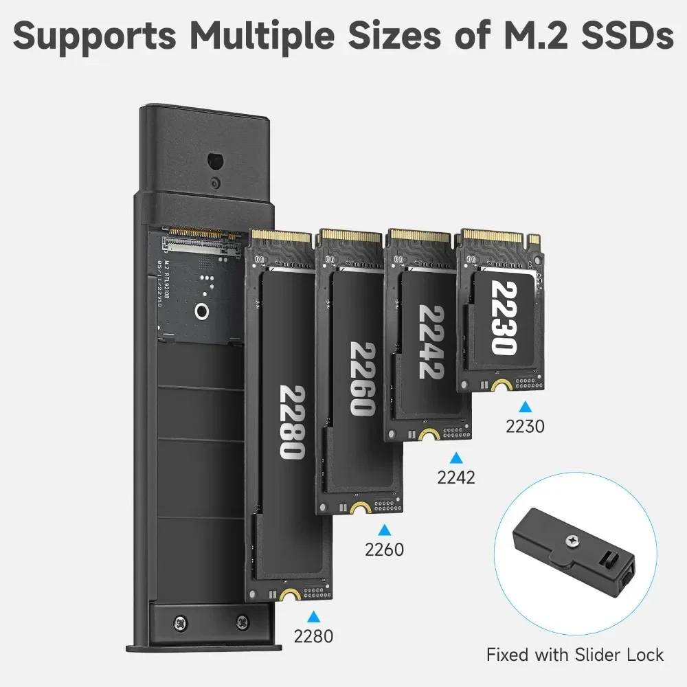 RSHTECH M.2 NVMe SATA SSD Enclosure Aluminum 10Gbps USB 3.1 External NVMe SSD Caddy For PCIe and SATA M-Key(B+M Key) UASP