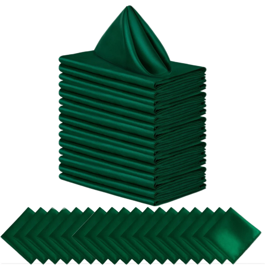 Square Satin Napkin 12x12inches Cocktail Napkin for Party Wedding Birthday Banquet Decoration Washable Soft Table Napkins 12pcs satin napkins