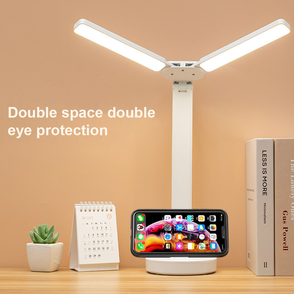 LED Desk Lamp USB Rechargeable Table Lamp Multi-functio Desk Lamp BedroomTable Lamp Double-head Desk Lamp Reading Table Lamp